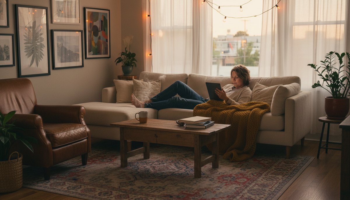 책상 위 다양한 구독 서비스 앱이 표시된 스마트폰