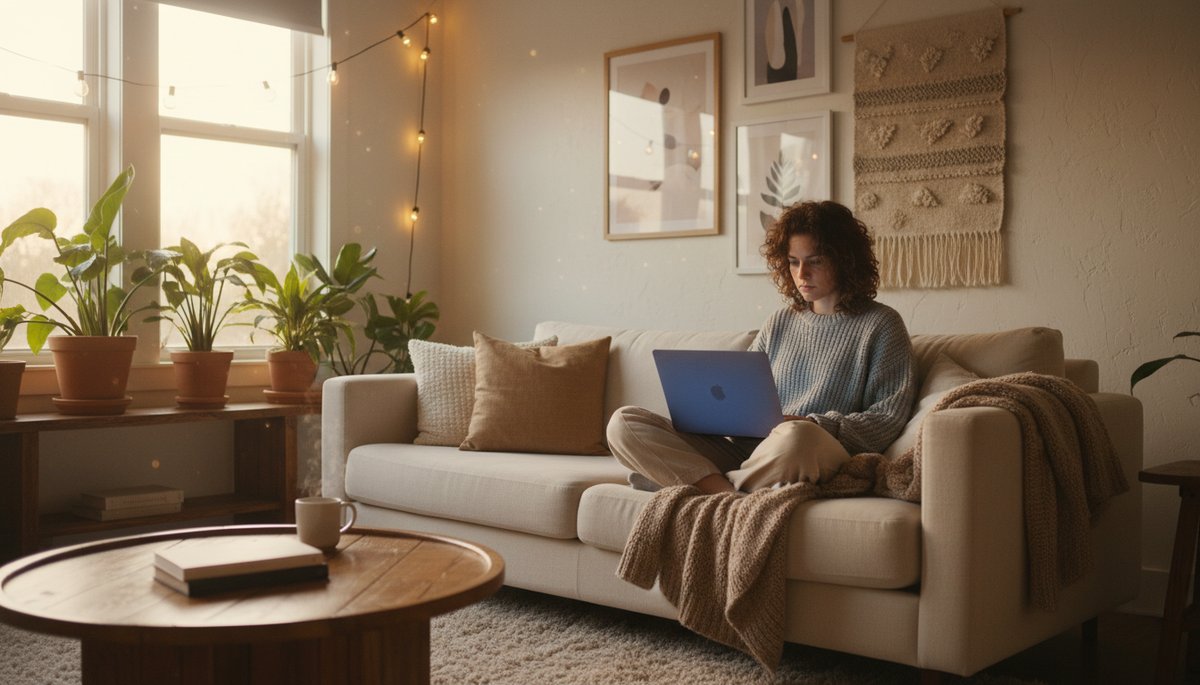 Korean man managing app permissions on smartphone carefully in Seoul modern apartment
