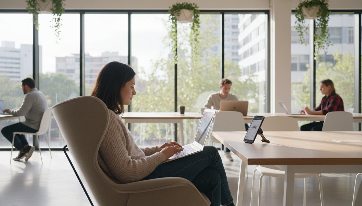 한국 대학교 도서관에서 태블릿으로 공부하는 한국인 대학생