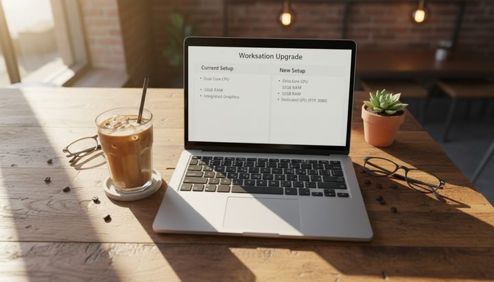 한국 스타트업 사무실에서 구독 비용 스프레드시트를 보는 팀장