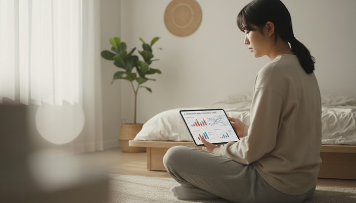 서울 카페에서 노트북으로 AI 서비스를 비교하는 젊은 한국인 직장인 모습