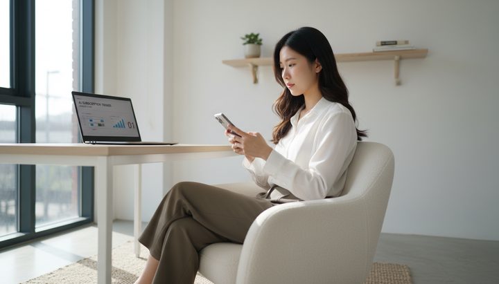 서울 코워킹 스페이스에서 노트북으로 영상을 편집하는 한국인 직장인