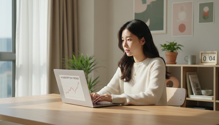 한국 카페에서 스마트폰으로 가격 비교를 하는 한국인 남성