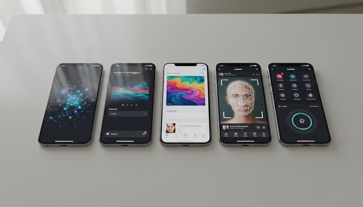 데스크톱에서 여러 AI 도구를 비교하는 모습