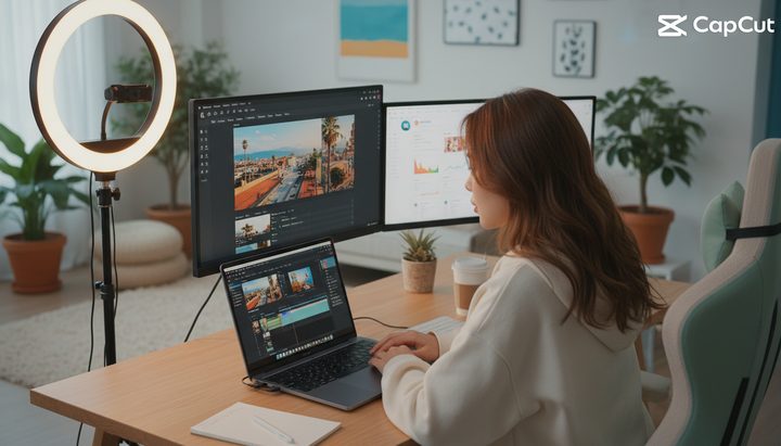 CapCut Pro로 영상 편집하는 모습