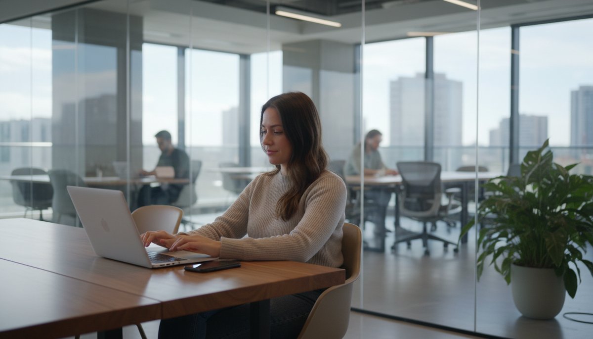 카페에서 스마트폰으로 ChatGPT 앱을 처음 실행하는 한국 대학생