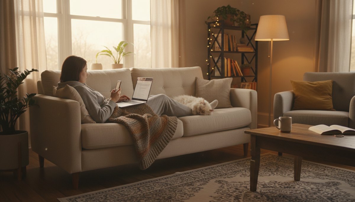 노트북 화면에 ChatGPT 대화창이 열려 있고 아메리카노 한 잔이 놓인 카페 책상