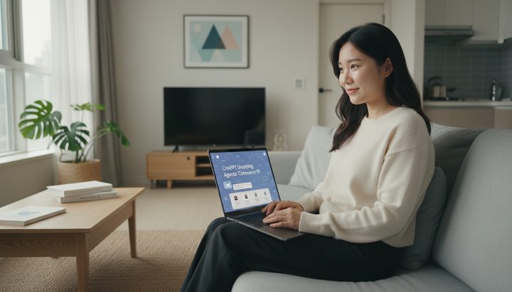 ChatGPT 쇼핑 기능 업데이트를 확인하는 한국인 직장인