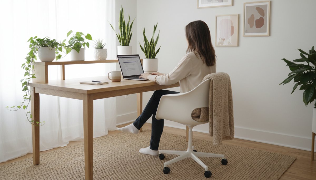 한국 코워킹 스페이스에서 노트북으로 작업하는 한국 프리랜서