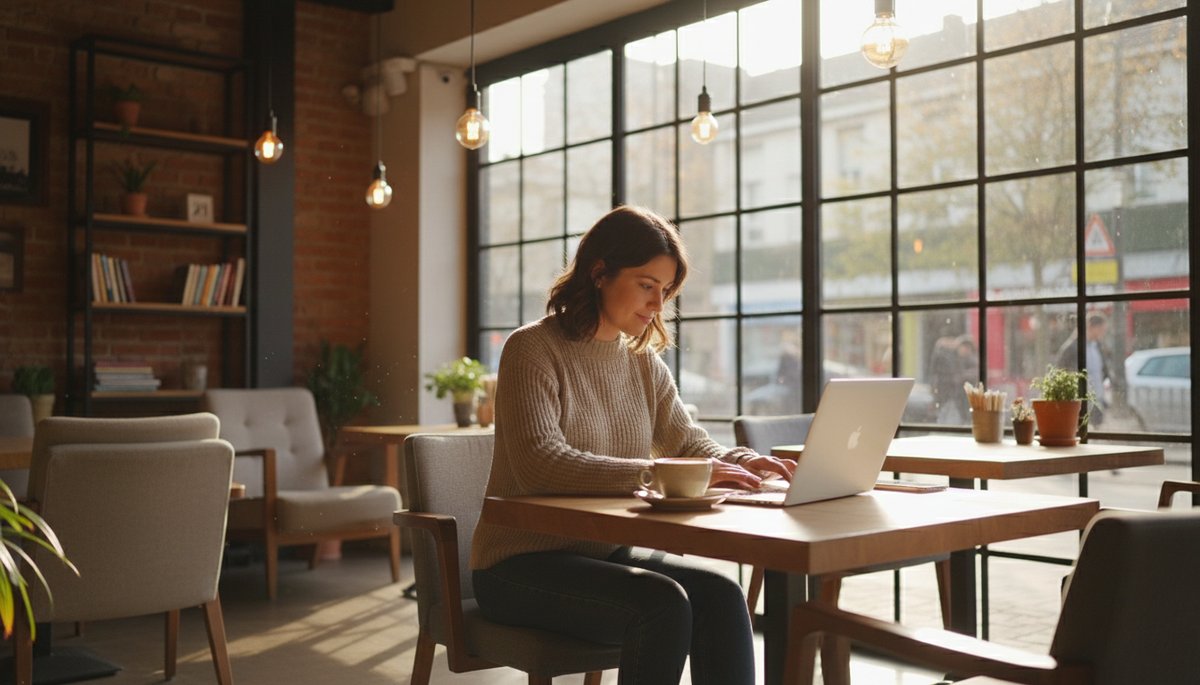 성수동 코워킹 스페이스에서 노트북 두 대를 놓고 작업하는 한국인 개발자