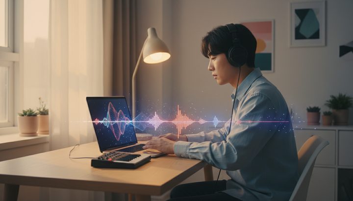 AI로 음악 작곡하는 모습