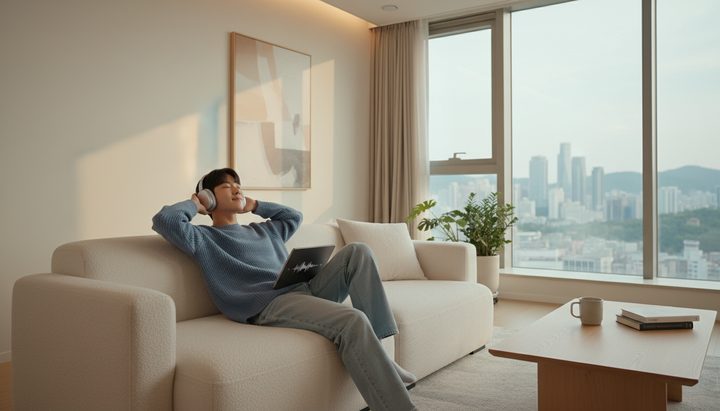 음악 감상하는 모습