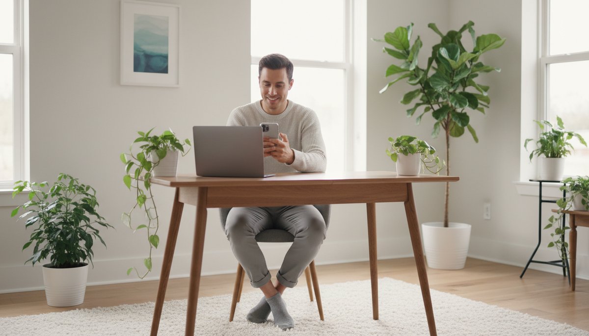 서울 오피스에서 노트북으로 워드와 엑셀을 동시에 실행하는 한국 직장인