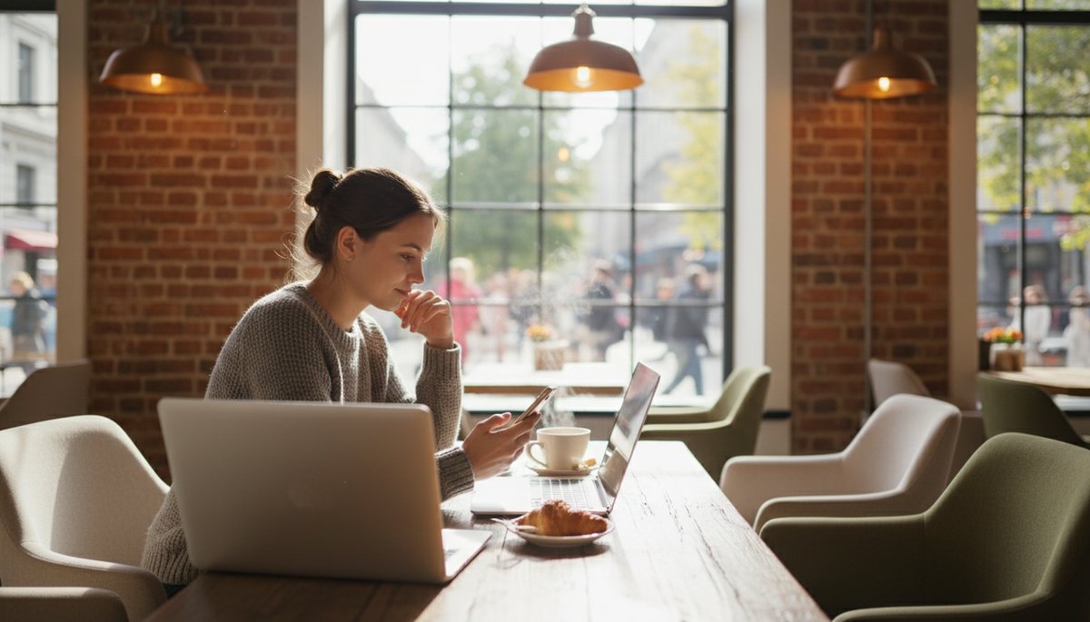 책상 위 노트북과 구독 앱 화면을 보여주는 스마트폰