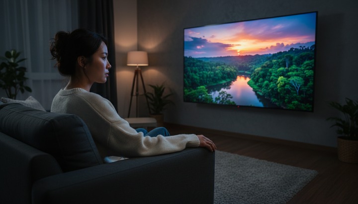 넷플릭스 콘텐츠를 4K TV로 시청하는 한국 가정