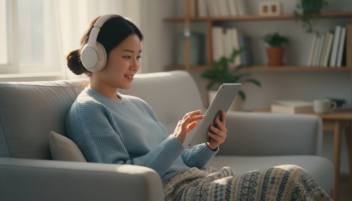 좋아하는 음악과 영상을 즐기는 한국 대학생