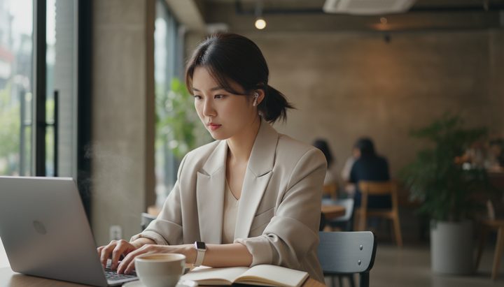 Office 작업을 하는 한국인