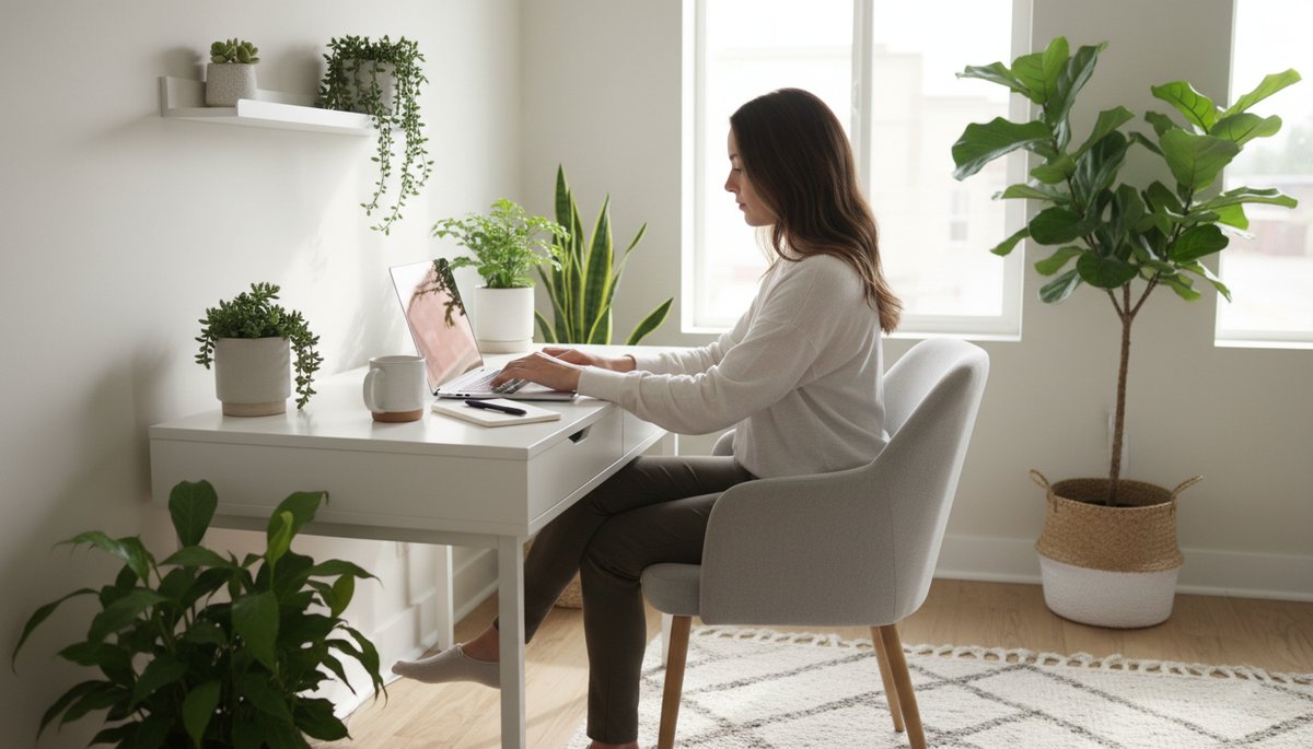 서울 강남 사무실에서 노트북으로 AI 뉴스를 확인하는 한국인 직장인