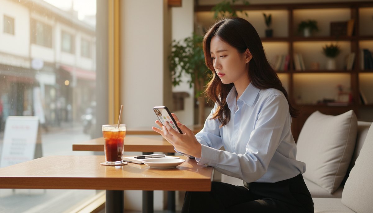 스마트폰으로 구독 서비스를 관리하는 한국 직장인